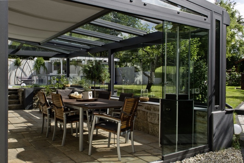 Glas Schiebeanlage Bild